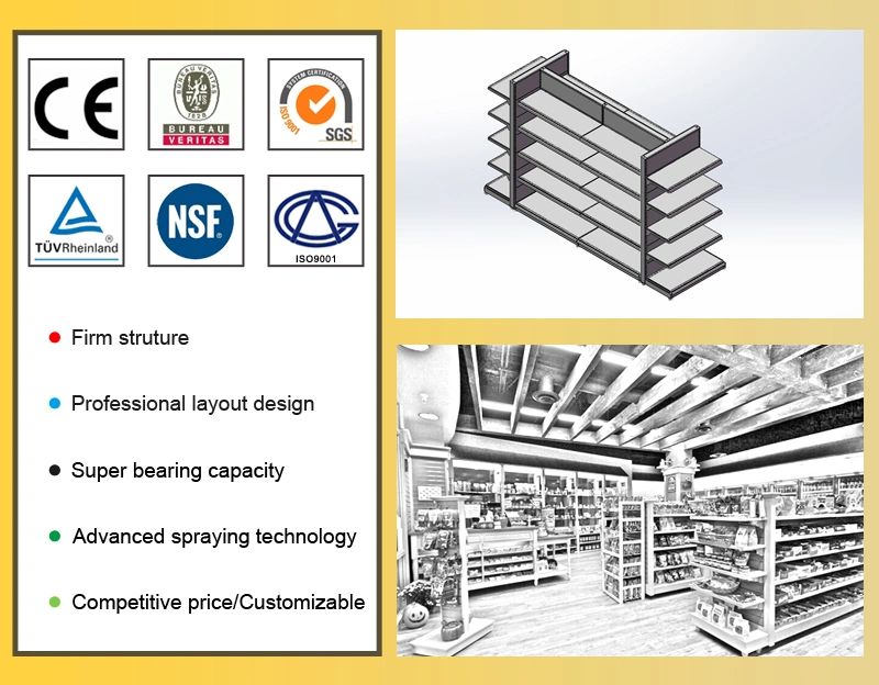 Supermarket Display Island Shelves Metal Storage Shelves Racks